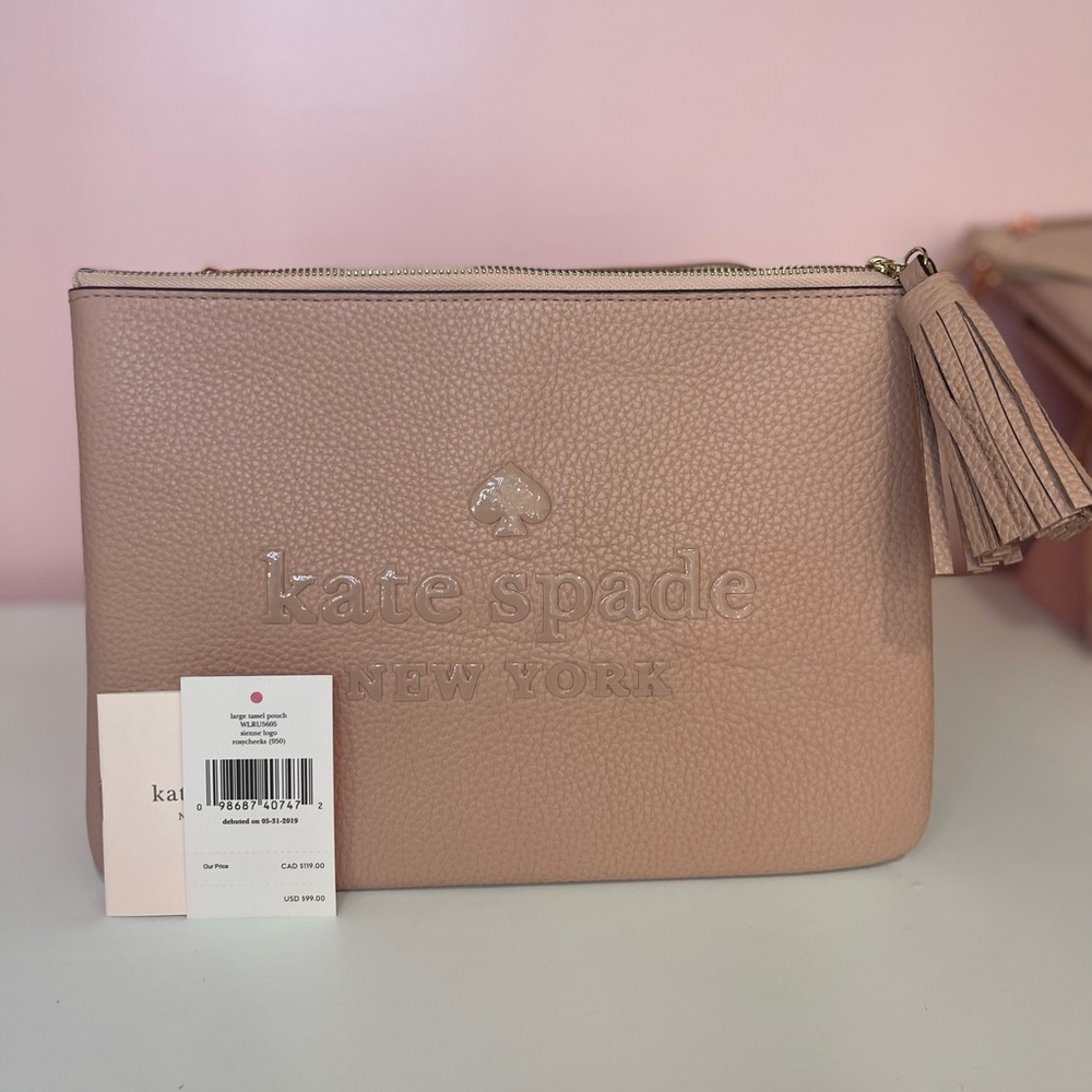Kate Spade Blush Cosmetic Bag with Tassel